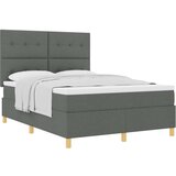  Postelja s škatlastim vzmetenjem temno siva 140x190 cm tkanina | Shoptok.si