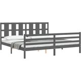  Okvir za krevet s uzglavljem sivi 200 x 200 cm od masivnog drva | shoptok.hr
