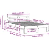  Krevet s uzglavljenjem vosak smeđi 150x200 cm Masivna borovina | shoptok.hr