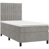  Box spring postelja z vzmetnico LED svetlo siva 90x190cm žamet, (20790067) | Shoptok.si