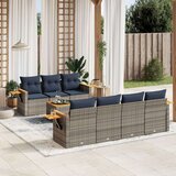  Vrtna garnitura - 8-dijelni set vrtnih sofa od poliratana s jastucima sivi - Siva 1 | shoptok.hr