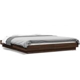 Furnova Posteljni okvir z LED lučkami rjavi hrast 150x200 cm inž. les, (21941528) | Shoptok.si