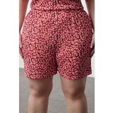 Trendyol Curve Pink Flower Patterned V-Neck Knitted Pajama Set Cene