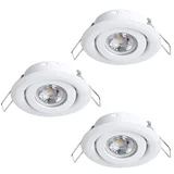 Eglo Set okruglih ugradbenih LED svjetiljki Saliceto Mini-Puck 2 (4,2 W, Ø x V: 7,7 x 2,3 cm, Bijela, Topla bijela)