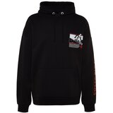 Trendyol Black Men's Oversized Hooded Fluffy Ski Printed Pile Cotton Sweatshirt, with a soft interior. | shoptok.hr