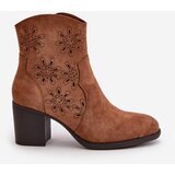 Boto Boots With Perforated Shaft On Heel Eco Suede Brown Nevishiia | ePonuda.com