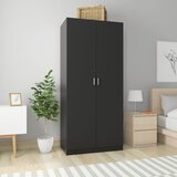 The Living Store Garderobna omara črna 90x52x200 cm iverna plošča - Garderobna Omara, (21419697) Cene