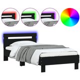 Maison Chic Posteljni okvir - Enojna postelja - Postelja za odrasle z vzglavjem in LED lučkami črna 90x190 cm-J9533, (21759889) Cene