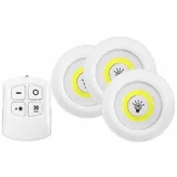 set 3 cob led svetilk z daljincem 3x1w