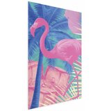  Plakat - Pink Flamingo - abstract flamingo against a background of palm trees and ice cubes 40x60 Bez okvira s margom | shoptok.hr