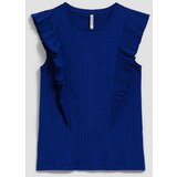 Marisse Blue Ribbed Blouse With Ruffles | shoptok.hr