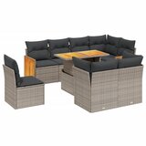 vidaXL Vrtna sedežna garnitura 9-delna z blazinami siv poli ratan | Shoptok.si