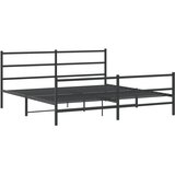  The Living Store Kovinski posteljni okvir z vzglavjem in vznožjem črn 183x213 cm - Posteljni Okvir, (21530305) | Shoptok.si