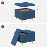  Otoman za pohranu s jastukom Plava 60 x 60 x 45 cm tkanina - Plava 60 cm tkanina | shoptok.hr