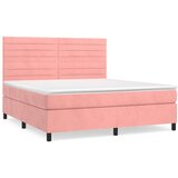  Box spring postelja z vzmetnico roza 160x200 cm žamet, (20893218) | Shoptok.si