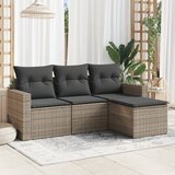 vidaXL 4-dijelni set vrtnih sofa od poliratana s jastucima sivi Cijene