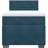 Box spring krevet s madracem plavi 90x200 cm baršunasti | shoptok.hr