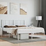 vidaXL Kovinski posteljni okvir z vzglavjem bel 135x190 cm Cene