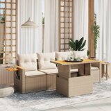 The Living Store Vrtna sedežna garnitura 5-delna z blazinami bež poli ratan - Vrtna Sedežna Garniture, (21462082) | Shoptok.si