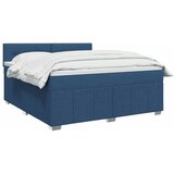  Boxspring krevet s madracem Plava 140 x 190 cm Tkanina - Plava 140 x 190 cm Prošiveno gumbima | shoptok.hr