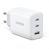 Ugreen Stenski polnilec CD275, 2x USB-C, 1x USB, 65W (bel), (20633395) | Shoptok.si