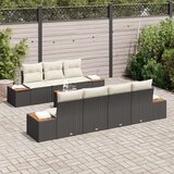  8-delni set vrtnih kavčev z blazinami, črni poli ratan akacija, (22092731) | Shoptok.si