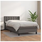  Box spring postelja z vzmetnico siv 100x200 cm umetno usnje | Shoptok.si