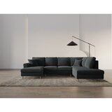 Cosmopolitan Design Tamno siva baršunasti sklopiva/s prostorom za odlaganje kutna garnitura (s desnim kutom/u obliku slova "U") Kyoto – | shoptok.hr