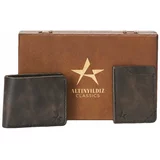 ALTINYILDIZ CLASSICS Men's Black Handmade 100% Leather Wallet - Card Holder Set