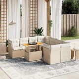  9-dijelni set vrtnih sofa s jastucima bež od poliratana 100 x 55 x 73 cm | Shoptok.si