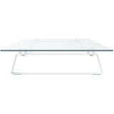 Stalak za monitor bijeli 100x35x8 cm kaljeno staklo i metal | shoptok.hr