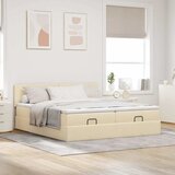  Otomanski okvir kreveta s madracima krem 200x200cm od tkanine | shoptok.hr