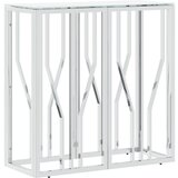 Maison Chic konzolna miza - miza ob steni srebrna 70x30x70 cm nerjaveče jeklo in steklo, (21786666) | Shoptok.si