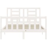  Kreveta s uzglavljem bijeli 140 x 190 cm od masivnog drva | shoptok.hr