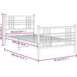  Metalni okvir kreveta uzglavlje i podnožje crni 90x190 cm | shoptok.hr