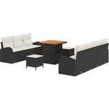  10-dijelni vrtni set sofe s jastučićima Crni Poli-ratan Akacija 2-sjedalna vrtna sofa s jastučićima Crni Poli-ratan 3-dijelni | shoptok.hr