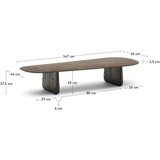 Kave Home Temno rjava klubska mizica iz masivnega hrasta 64x146 cm Pirita – | Shoptok.si