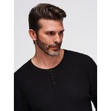 Ombre Men's ribbed sweater with buttons at the neckline - black | Shoptok.si