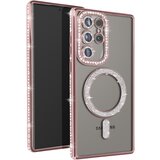 AVIZAR Diamantno ohišje za Samsung Galaxy S24 Ultra MagSafe Contour Strass, Šampanjec roza, (5000011278) | Shoptok.si