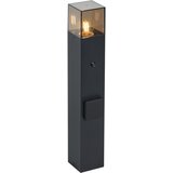 QAZQA Moderna zunanja stebrna svetilka črna z dimnim steklom 50 cm s senzorjem somraka IP44 - Danska | Shoptok.si