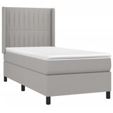 Krevet box spring s madracem LED svjetlosivi 90x190 cm tkanina | Eponuda.com