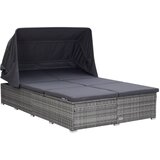 The Living Store Ležalnik z blazino za 2 osebi poli ratan siv - Ležalnik, (21483536) | Shoptok.si