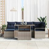  Sjedeća garnitura za vrt 7 pcs Siva i tamnoplava Poli ratan | shoptok.hr