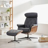 XORA POČIVALNIK S PODNOŽNIKOM, črna, barva oreha les, tekstil, usnje | Shoptok.si