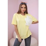 Kesi Cotton blouse with decorative yellow flower Cene