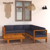 The Living Store Vrtna garnitura s temno sivimi blazinami 6-delna akacijev les - Vrtna Počivalna Garnitura, (21481373) | Shoptok.si