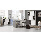 CARRYHOME kotna pisalna miza leseni material siva, bela, visoki sijaj | Shoptok.si