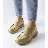 Gemre Élodie elegant green leather loafers with thick sole | Shoptok.si