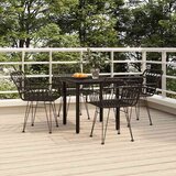  5-dijelni vrtni blagovaonski set od poliratana crni Crna Dužina stola 80 cm | shoptok.hr