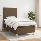 vidaXL Box spring postelja z vzmetnico temno rjava 90x200 cm blago Cene